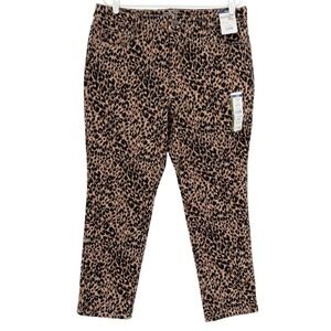 Terra & Sky Women Straight Stretch Brown Black Leopard Denim Jeans Plus 14WP NWT
